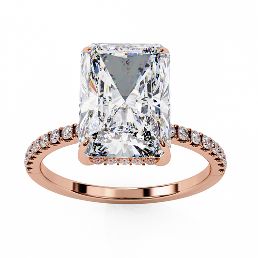 Radiant Cut Lab Diamond Engagement Ring , 2.47 CT Radiant Cut Lab Grown Diamond , 14k Gold Ring