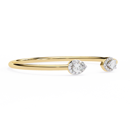1.2 Ct Pear Duo Lab‑Grown Diamond Open Bracelet – Modern Minimalist Style