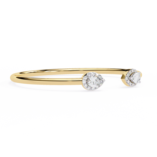 1.2 Ct Pear Duo Lab‑Grown Diamond Open Bracelet – Modern Minimalist Style