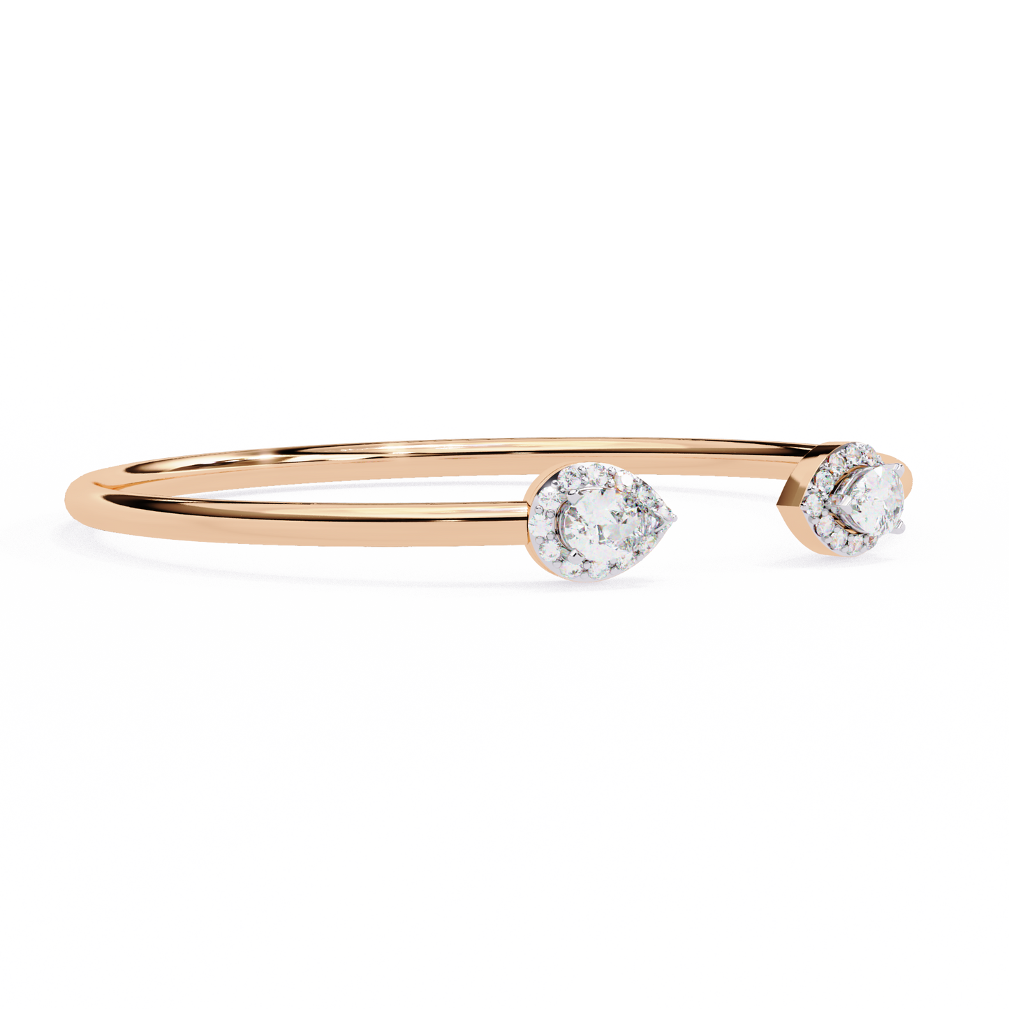 1.2 Ct Pear Duo Lab‑Grown Diamond Open Bracelet – Modern Minimalist Style