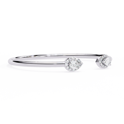 1.2 Ct Pear Duo Lab‑Grown Diamond Open Bracelet – Modern Minimalist Style