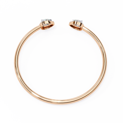 1.2 Ct Pear Duo Lab‑Grown Diamond Open Bracelet – Modern Minimalist Style