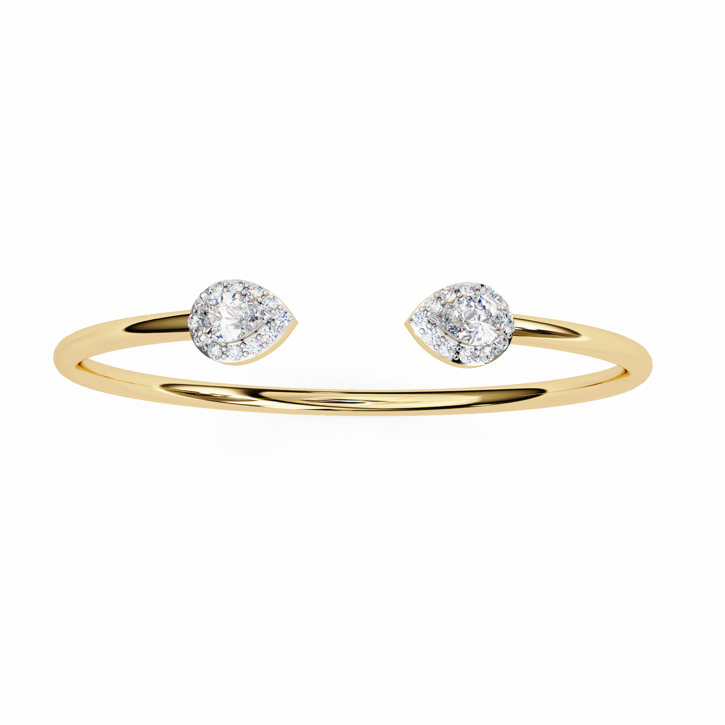 1.2 Ct Pear Duo Lab‑Grown Diamond Open Bracelet – Modern Minimalist Style