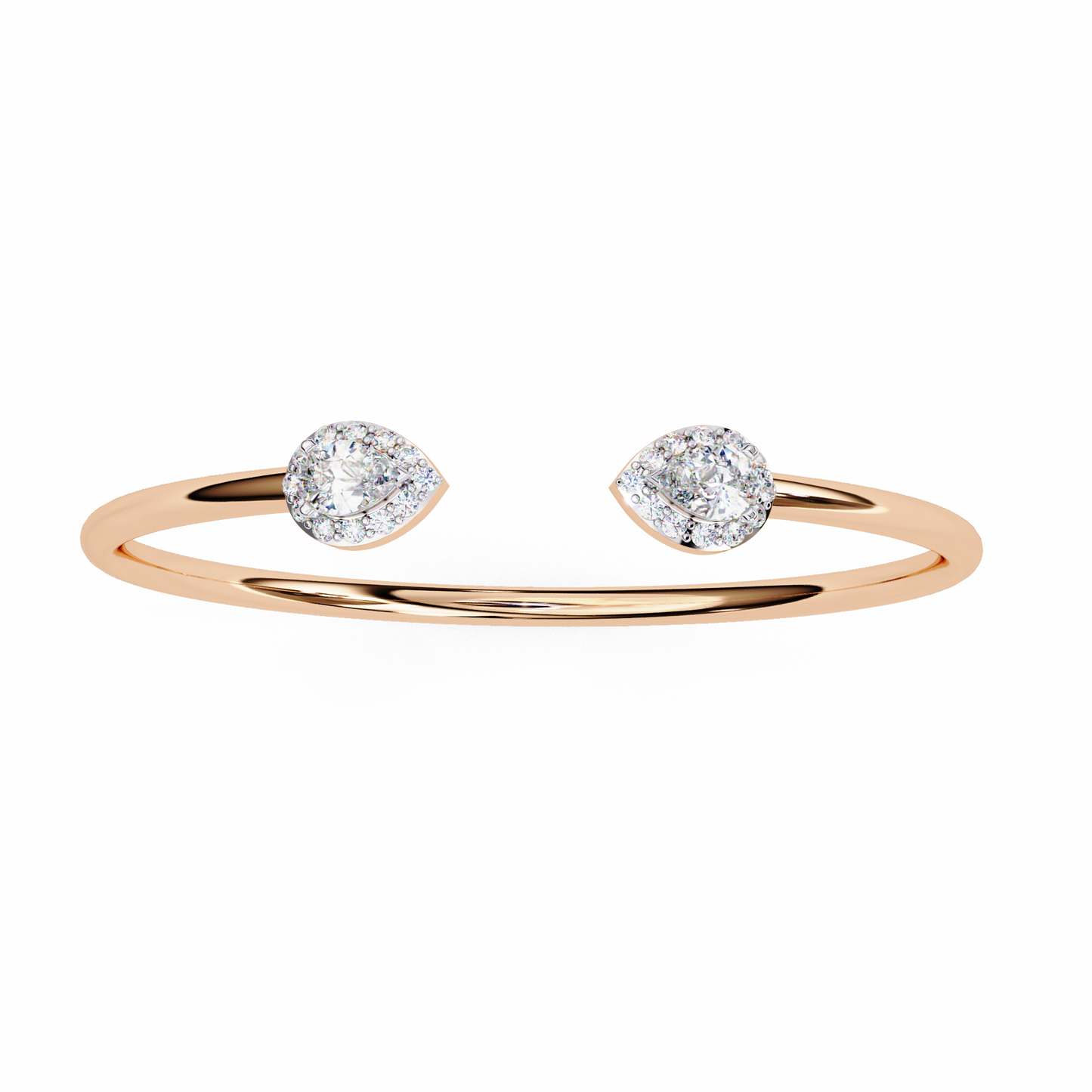1.2 Ct Pear Duo Lab‑Grown Diamond Open Bracelet – Modern Minimalist Style