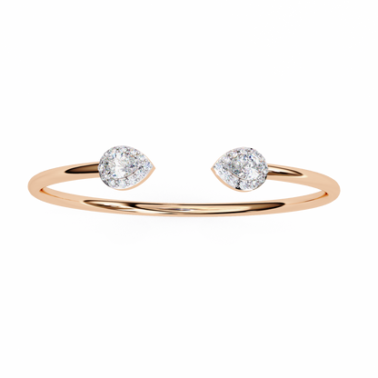 1.2 Ct Pear Duo Lab‑Grown Diamond Open Bracelet – Modern Minimalist Style