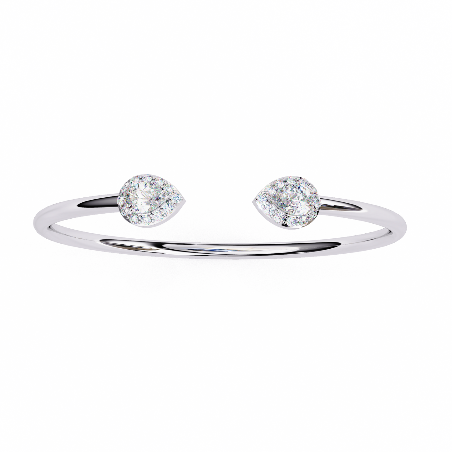 1.2 Ct Pear Duo Lab‑Grown Diamond Open Bracelet – Modern Minimalist Style