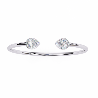 1.2 Ct Pear Duo Lab‑Grown Diamond Open Bracelet – Modern Minimalist Style