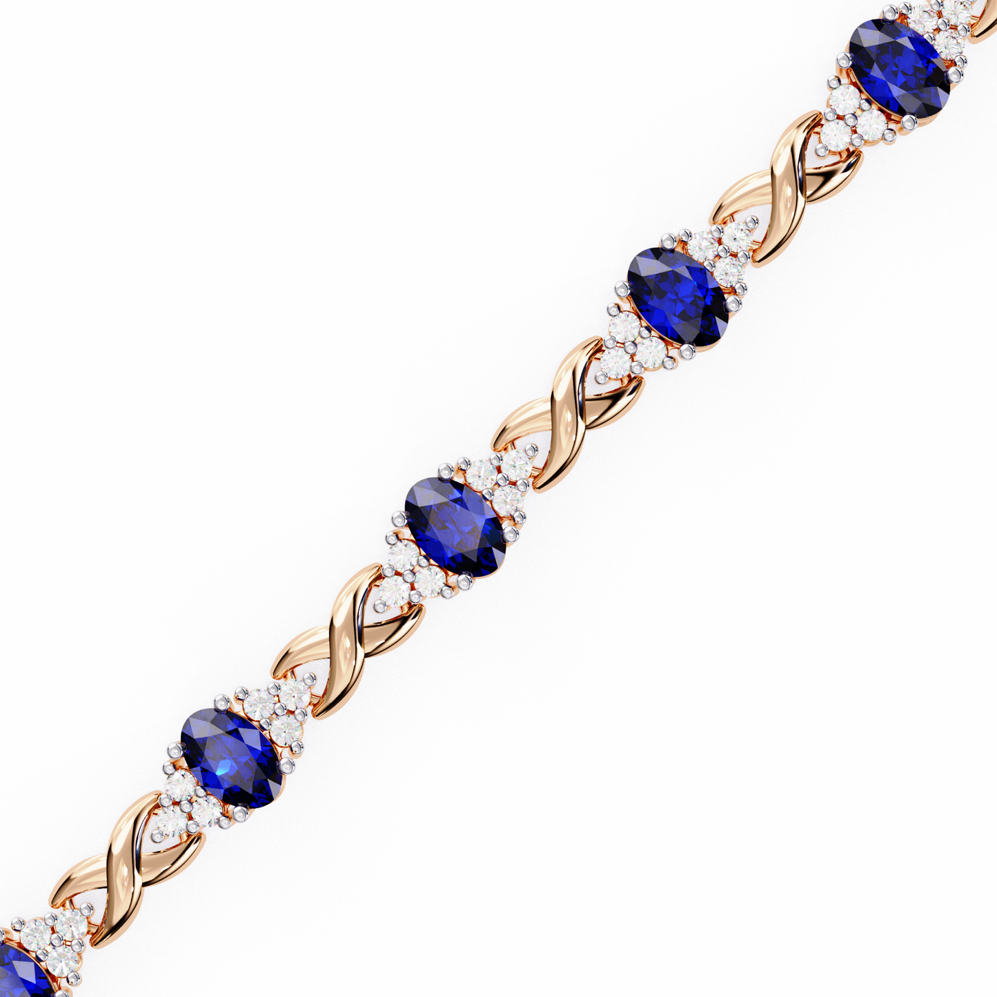 Elegant 5.74 Carat Oval‑Cut Blue Sapphire Tennis Bracelet with Diamond Accents,14k / 18kGold
