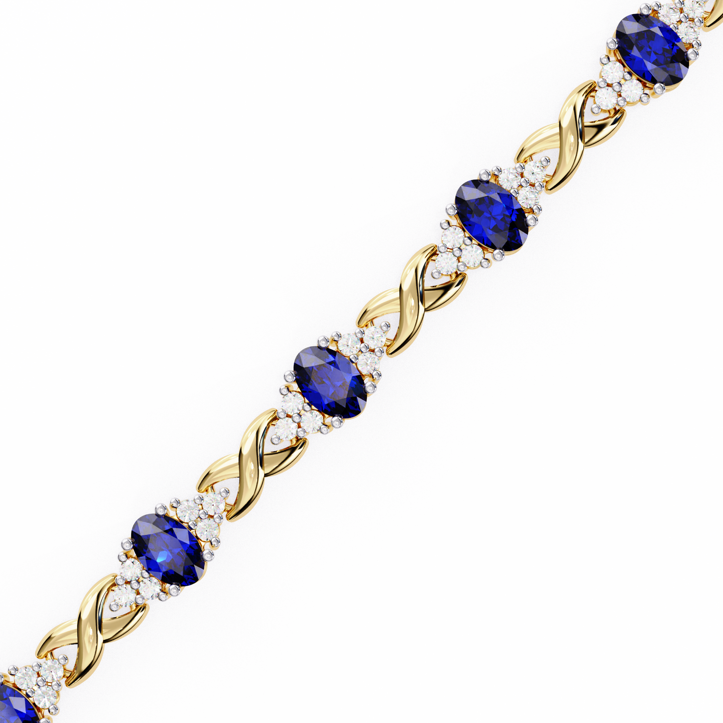 Elegant 5.74 Carat Oval‑Cut Blue Sapphire Tennis Bracelet with Diamond Accents,14k / 18kGold