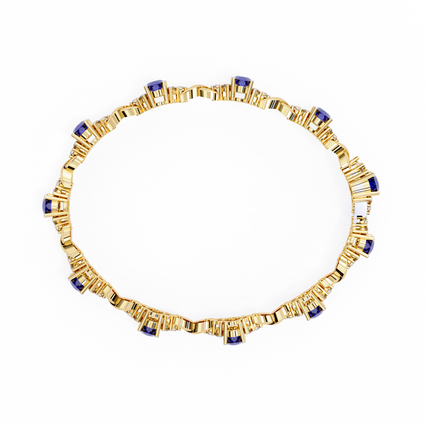 Elegant 5.74 Carat Oval‑Cut Blue Sapphire Tennis Bracelet with Diamond Accents,14k / 18kGold