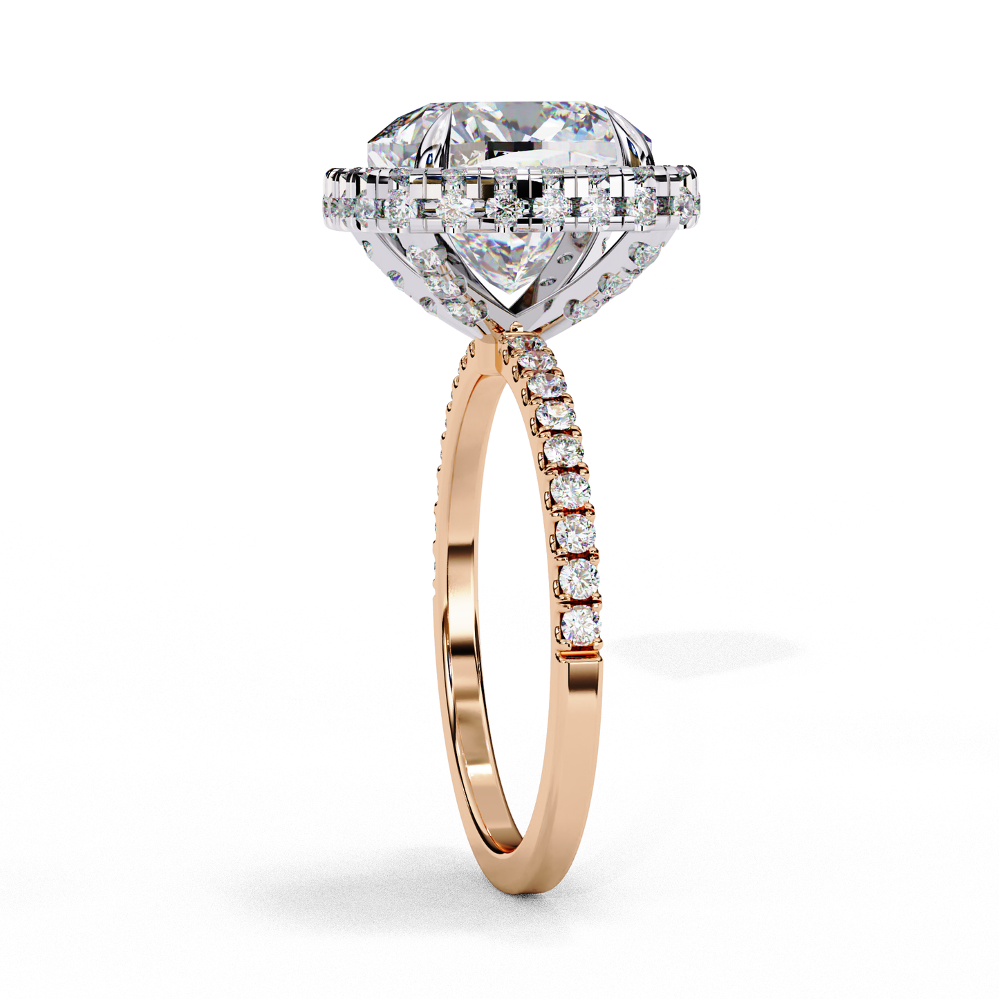 Cushion Halo Lab Diamond Ring in Rose Gold , 2.50 CT Cushion Cut Lab Grown Diamond Ring
