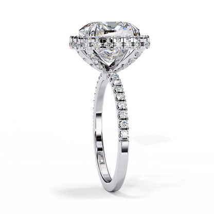 Cushion Halo Lab Diamond Ring in Rose Gold , 2.50 CT Cushion Cut Lab Grown Diamond Ring