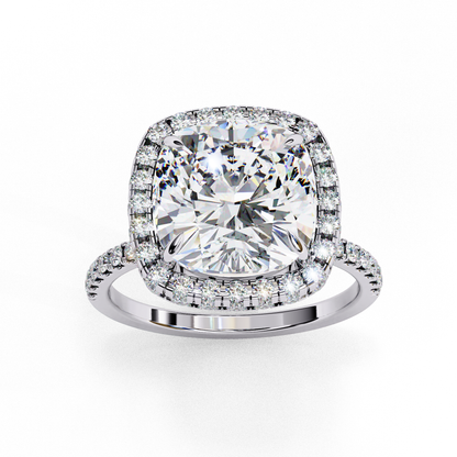 Cushion Halo Lab Diamond Ring in Rose Gold , 2.50 CT Cushion Cut Lab Grown Diamond Ring