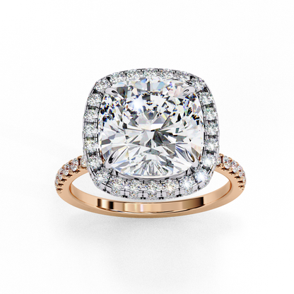Cushion Halo Lab Diamond Ring in Rose Gold , 2.50 CT Cushion Cut Lab Grown Diamond Ring