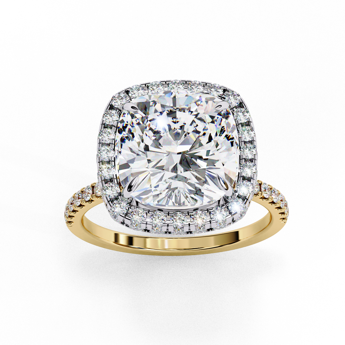 Cushion Halo Lab Diamond Ring in Rose Gold , 2.50 CT Cushion Cut Lab Grown Diamond Ring