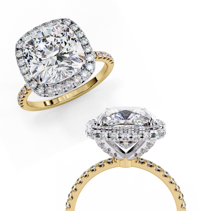Cushion Halo Lab Diamond Ring in Rose Gold , 2.50 CT Cushion Cut Lab Grown Diamond Ring