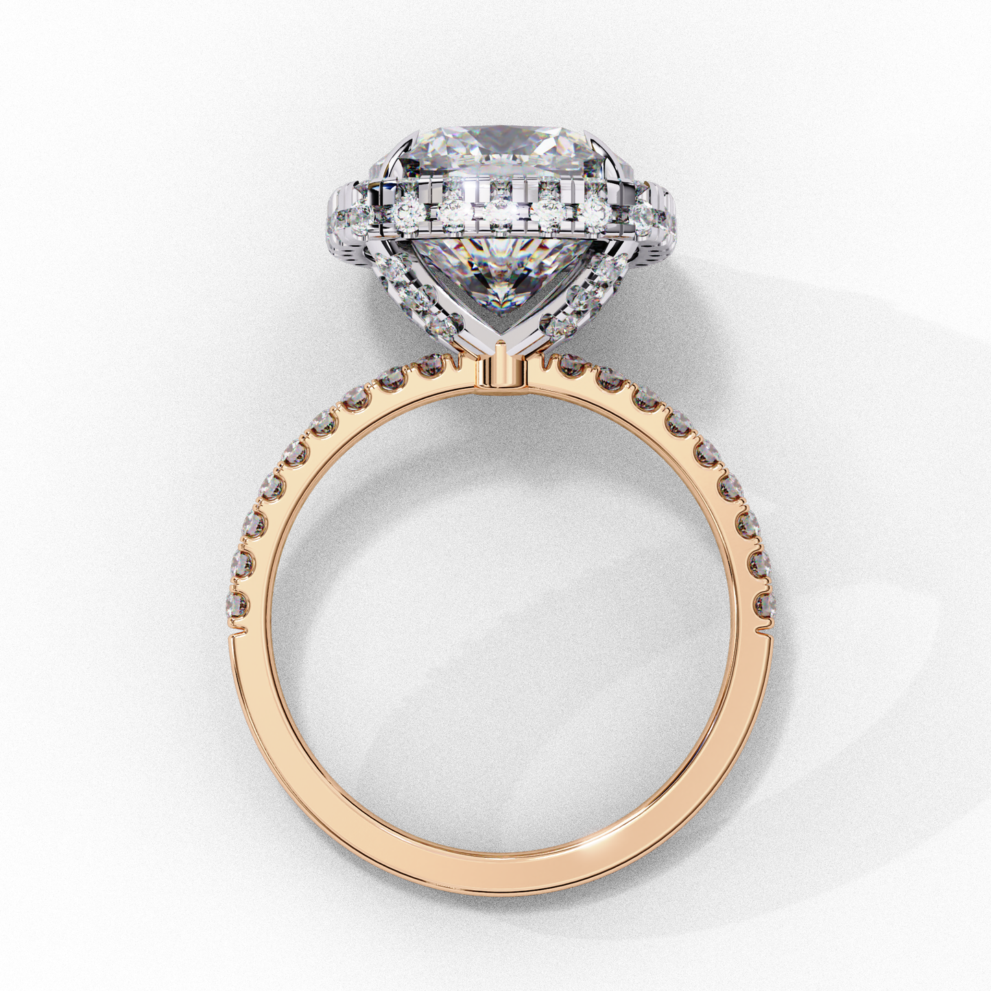 Cushion Halo Lab Diamond Ring in Rose Gold , 2.50 CT Cushion Cut Lab Grown Diamond Ring