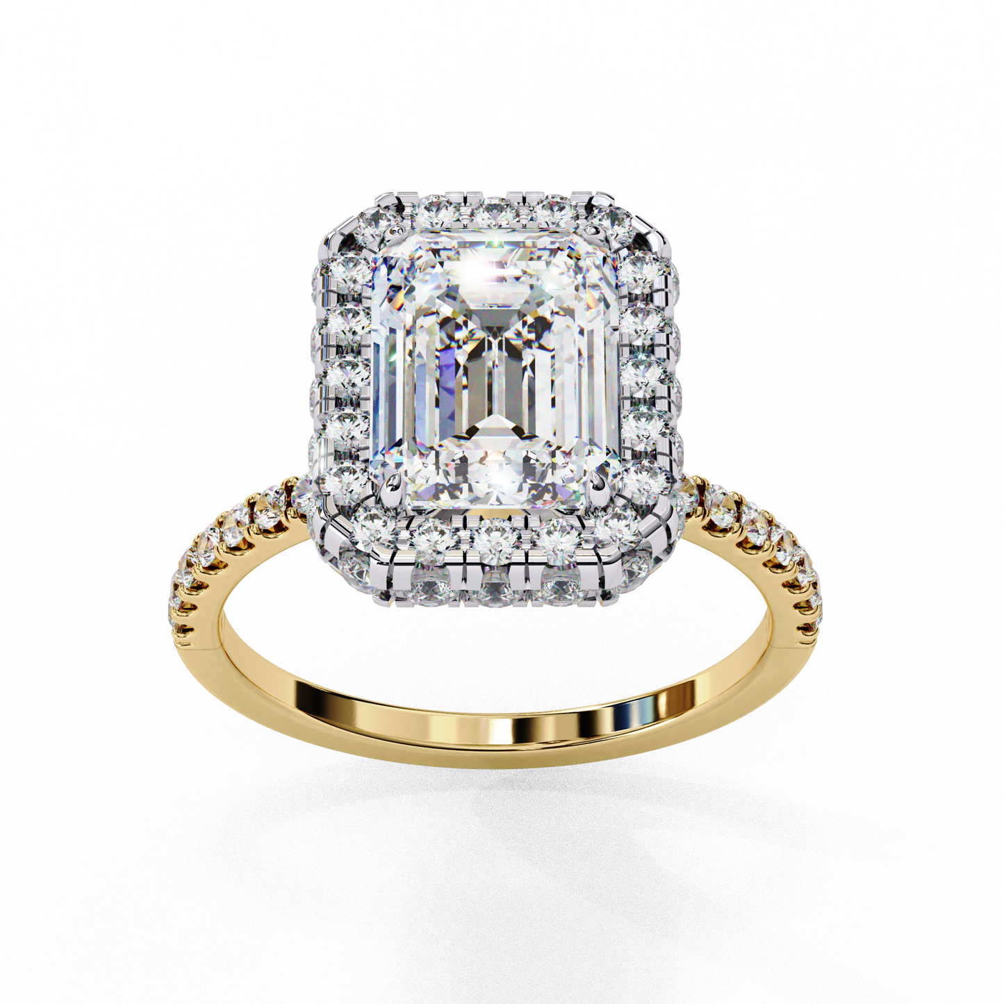 Emerald Cut Lab Diamond Ring with Rose Gold Band , 2.18 CT Emerald Cut Lab Grown Diamond Ring