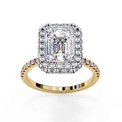 Emerald Cut Lab Diamond Ring with Rose Gold Band , 2.18 CT Emerald Cut Lab Grown Diamond Ring