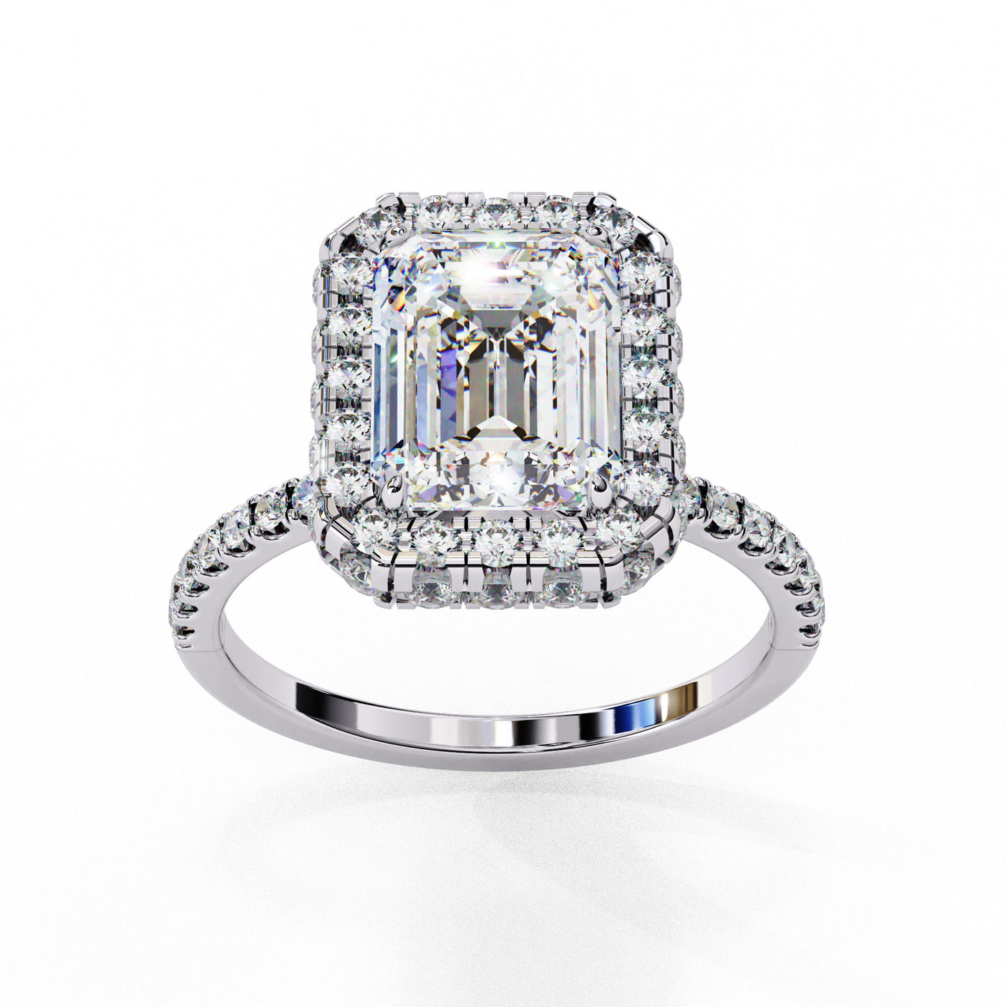 Emerald Cut Lab Diamond Ring with Rose Gold Band , 2.18 CT Emerald Cut Lab Grown Diamond Ring