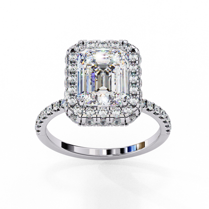 Emerald Cut Lab Diamond Ring with Rose Gold Band , 2.18 CT Emerald Cut Lab Grown Diamond Ring
