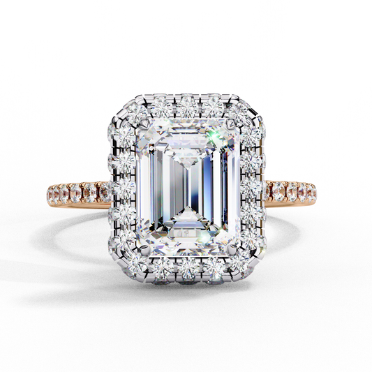 Emerald Cut Lab Diamond Ring with Rose Gold Band , 2.18 CT Emerald Cut Lab Grown Diamond Ring