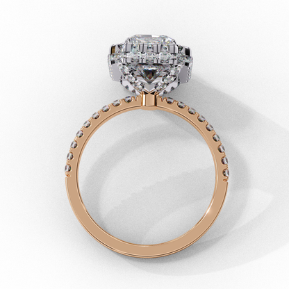 Emerald Cut Lab Diamond Ring with Rose Gold Band , 2.18 CT Emerald Cut Lab Grown Diamond Ring