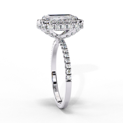 2.20 Carat Halo Engagement Ring, Radiant Cut Simulated Diamond, Lab Created Radiant Cut Diamond