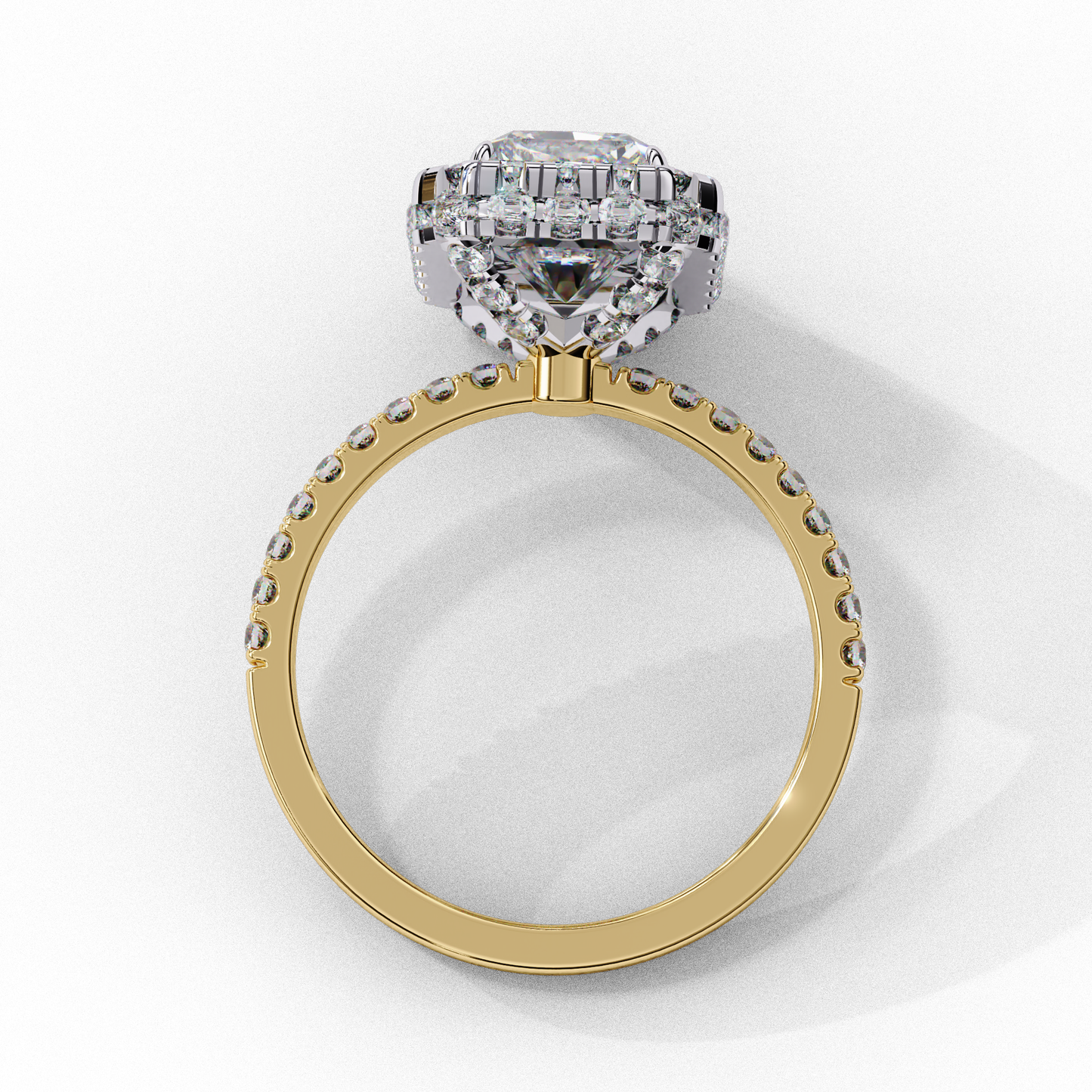 2.20 Carat Halo Engagement Ring, Radiant Cut Simulated Diamond, Lab Created Radiant Cut Diamond