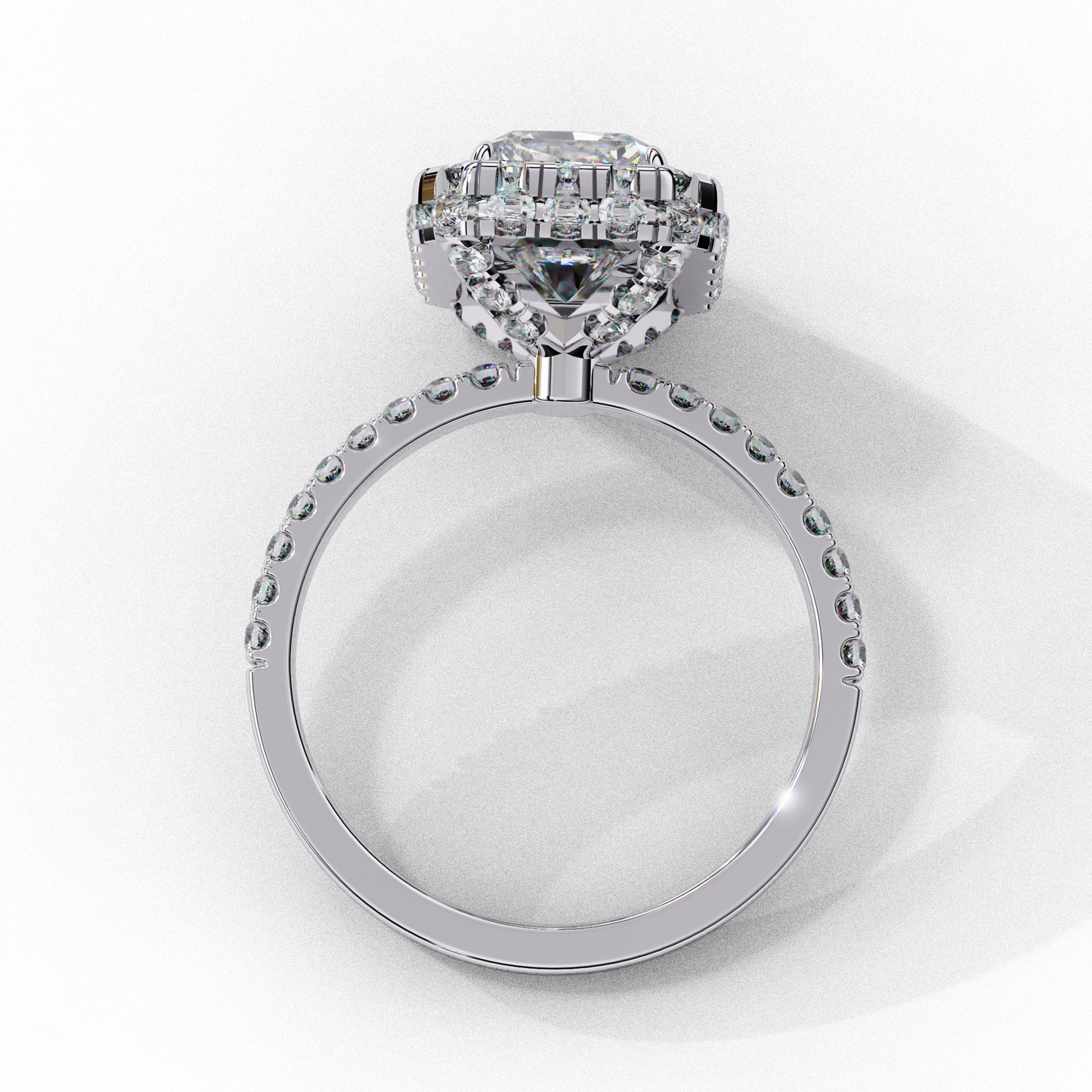 2.20 Carat Halo Engagement Ring, Radiant Cut Simulated Diamond, Lab Created Radiant Cut Diamond