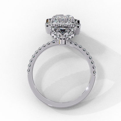 2.20 Carat Halo Engagement Ring, Radiant Cut Simulated Diamond, Lab Created Radiant Cut Diamond