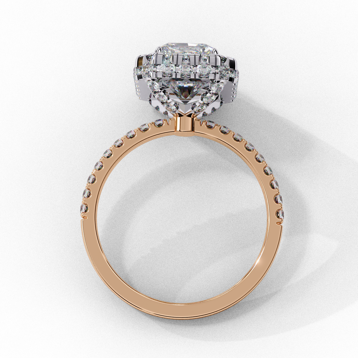 2.20 Carat Halo Engagement Ring, Radiant Cut Simulated Diamond, Lab Created Radiant Cut Diamond