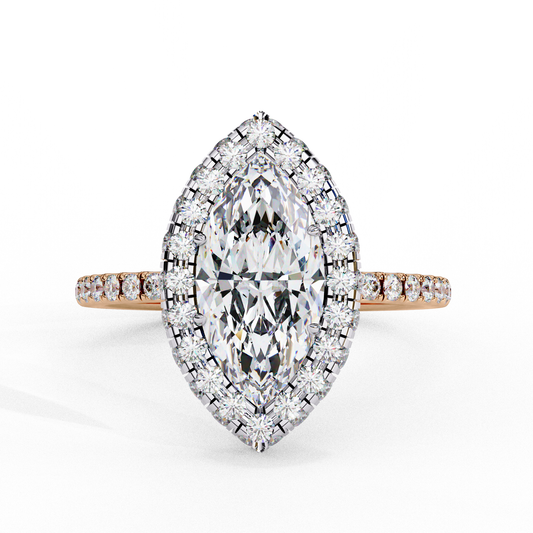 1.41 CT IGI Certified Marquise Cut IGI Certified Lab Grown Diamond Engagement Ring, Diamond Ring with accent and Halo