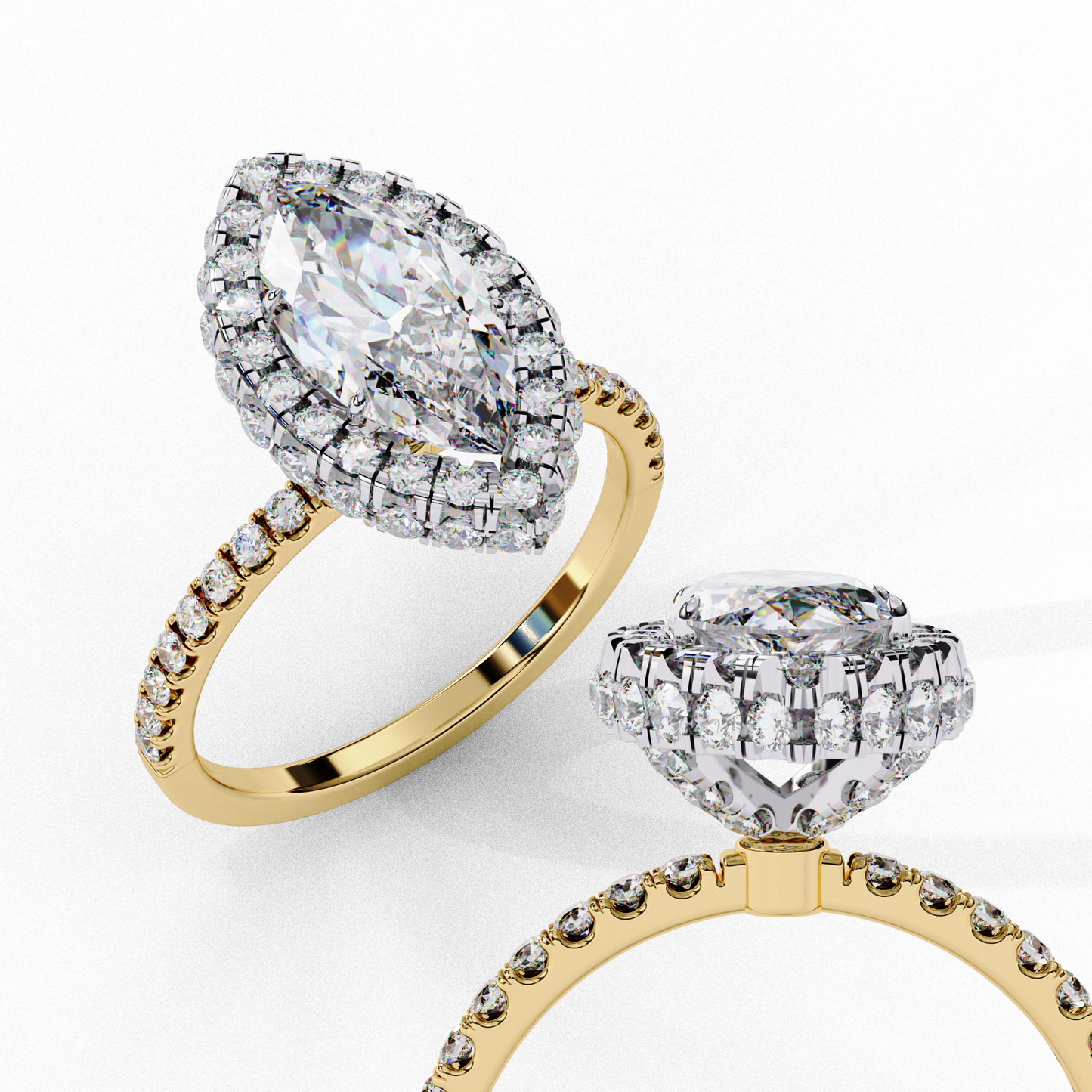 1.41 CT IGI Certified Marquise Cut IGI Certified Lab Grown Diamond Engagement Ring, Diamond Ring with accent and Halo