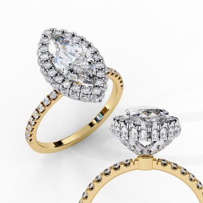 1.41 CT IGI Certified Marquise Cut IGI Certified Lab Grown Diamond Engagement Ring, Diamond Ring with accent and Halo