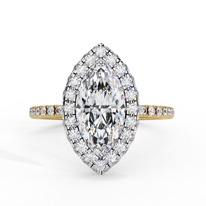 1.41 CT IGI Certified Marquise Cut IGI Certified Lab Grown Diamond Engagement Ring, Diamond Ring with accent and Halo