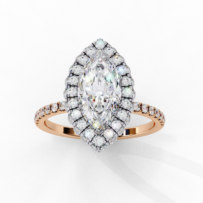 1.41 CT IGI Certified Marquise Cut IGI Certified Lab Grown Diamond Engagement Ring, Diamond Ring with accent and Halo
