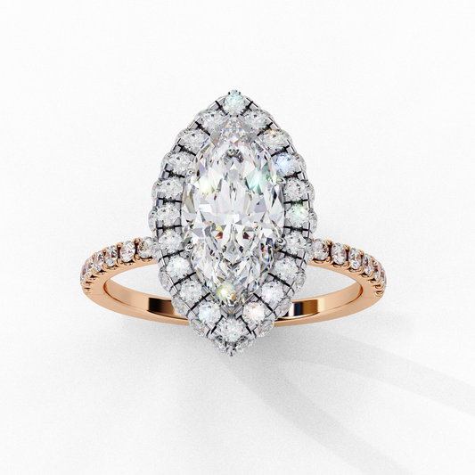 1.41 CT IGI Certified Marquise Cut IGI Certified Lab Grown Diamond Engagement Ring, Diamond Ring with accent and Halo
