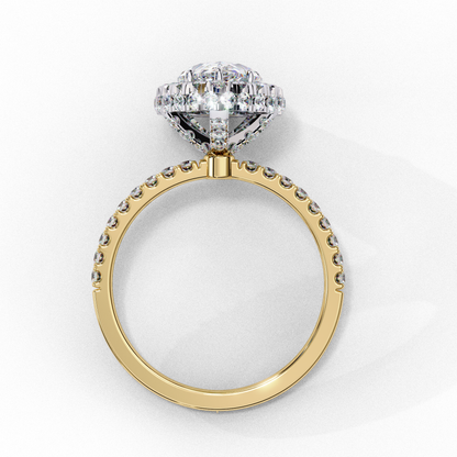1.81 CT Pear Cut Lab Grown Diamond Ring, Pear Cut Halo Engagement Ring, Bridal Lab Grown Ring with Small Round Diamond on Shank