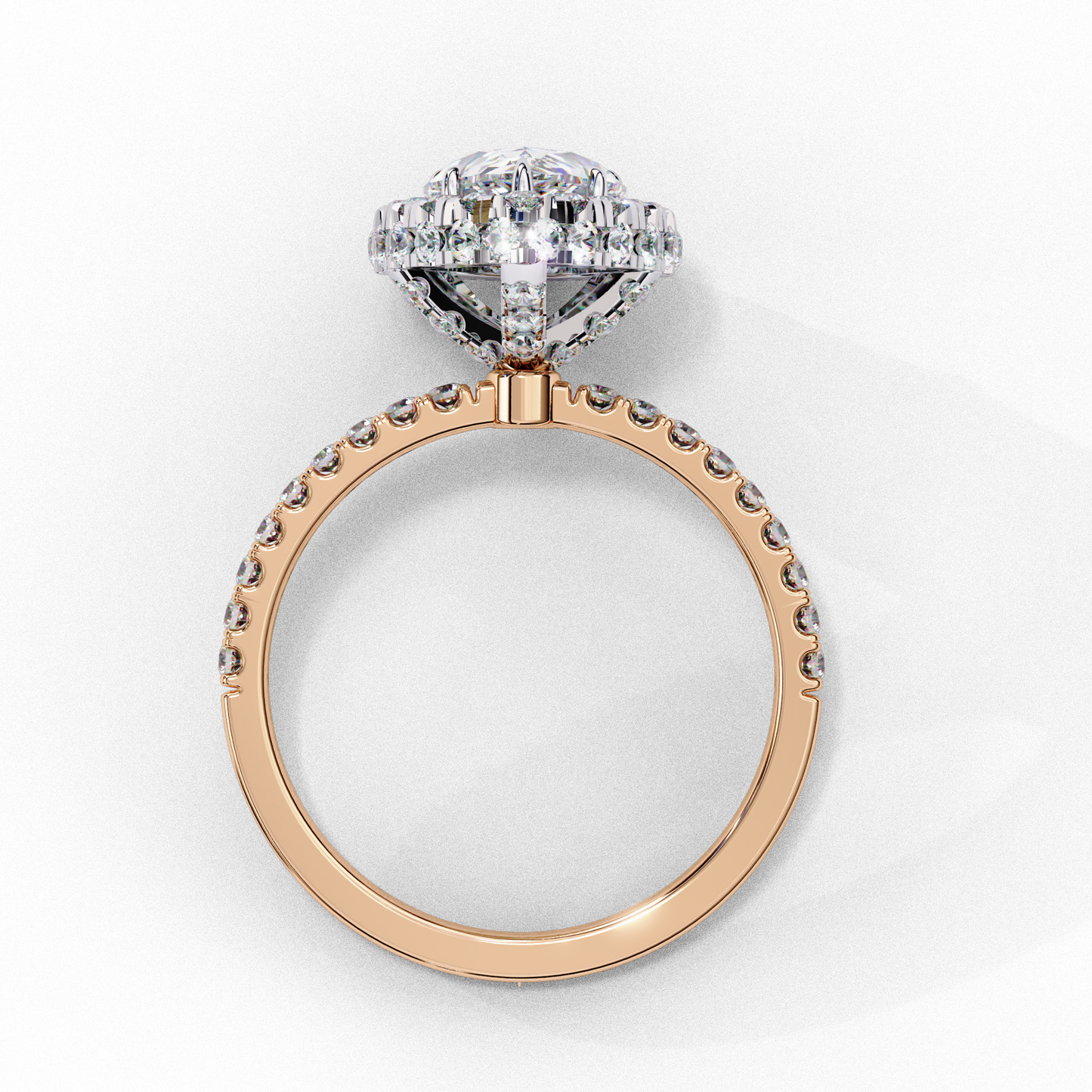1.81 CT Pear Cut Lab Grown Diamond Ring, Pear Cut Halo Engagement Ring, Bridal Lab Grown Ring with Small Round Diamond on Shank