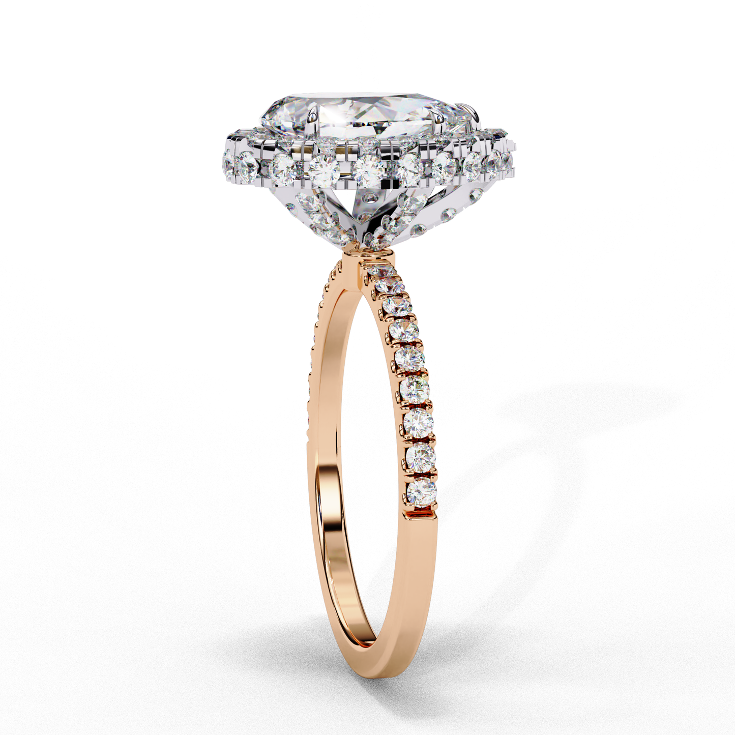1.81 CT Pear Cut Lab Grown Diamond Ring, Pear Cut Halo Engagement Ring, Bridal Lab Grown Ring with Small Round Diamond on Shank