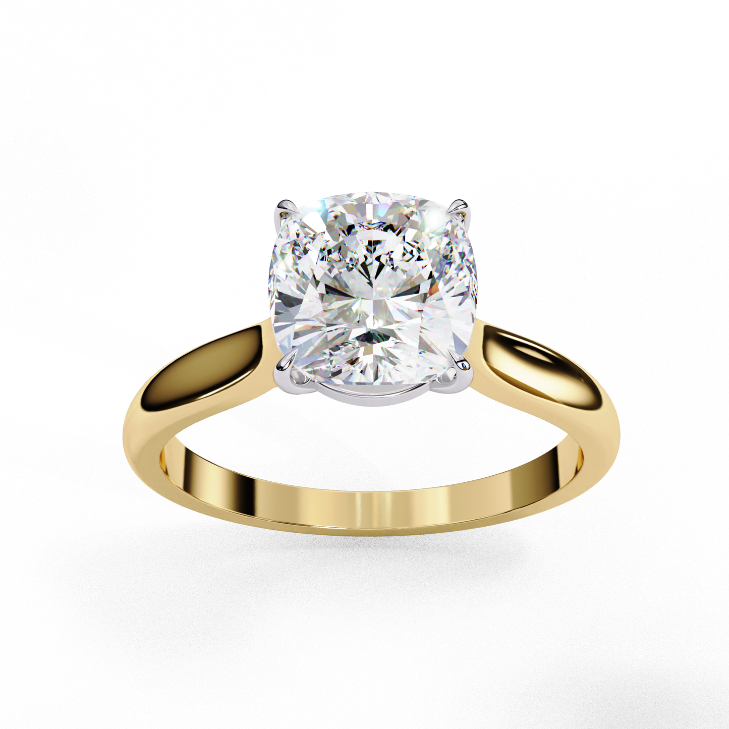 2.65 CT Cushion Cut Lab Grown Diamond Solitaire Ring, Certified Lab Diamond Gold Wedding Ring