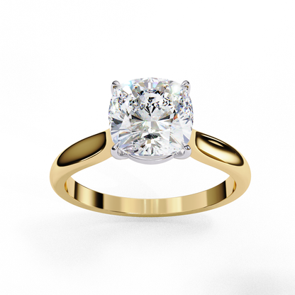 2.65 CT Cushion Cut Lab Grown Diamond Solitaire Ring, Certified Lab Diamond Gold Wedding Ring