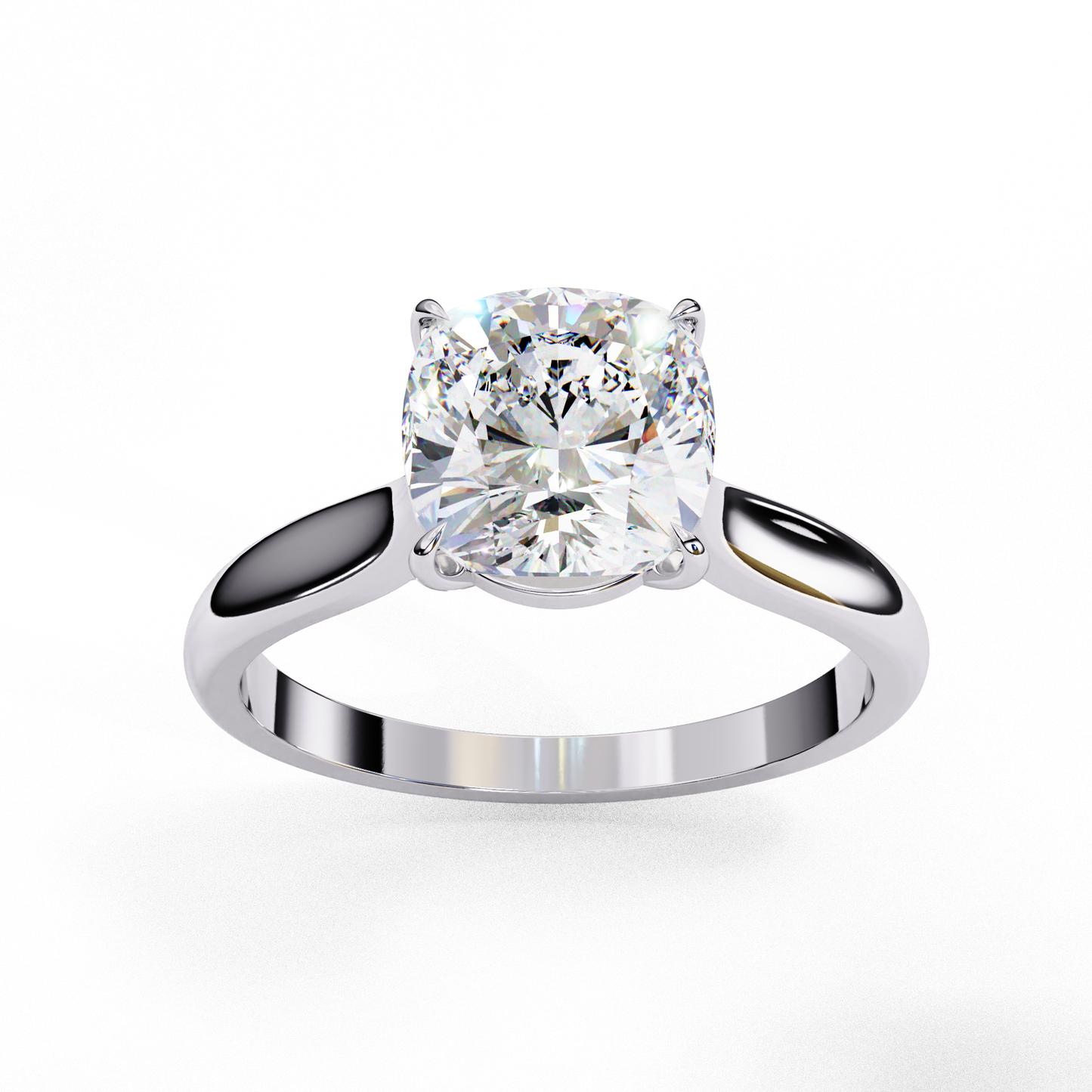 2.65 CT Cushion Cut Lab Grown Diamond Solitaire Ring, Certified Lab Diamond Gold Wedding Ring