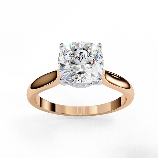 2.65 CT Cushion Cut Lab Grown Diamond Solitaire Ring, Certified Lab Diamond Gold Wedding Ring