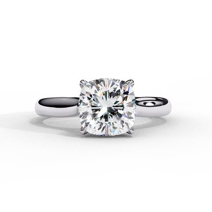 2.65 CT Cushion Cut Lab Grown Diamond Solitaire Ring, Certified Lab Diamond Gold Wedding Ring