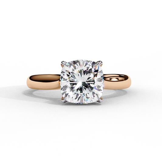 2.65 CT Cushion Cut Lab Grown Diamond Solitaire Ring, Certified Lab Diamond Gold Wedding Ring