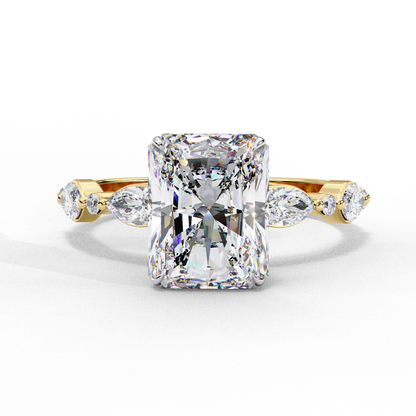 2.47 CT Radiant Cut Lab Grown Diamond Ring, Engagement Ring with Half Eternity Pavé