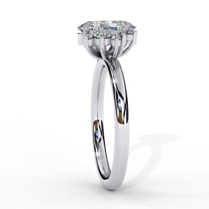 Vintage Art Deco 1.01 CT Oval Cut Engagement Ring, Oval Lab Grown Diamond Wedding Ring, Antique Oval Cluster Ring