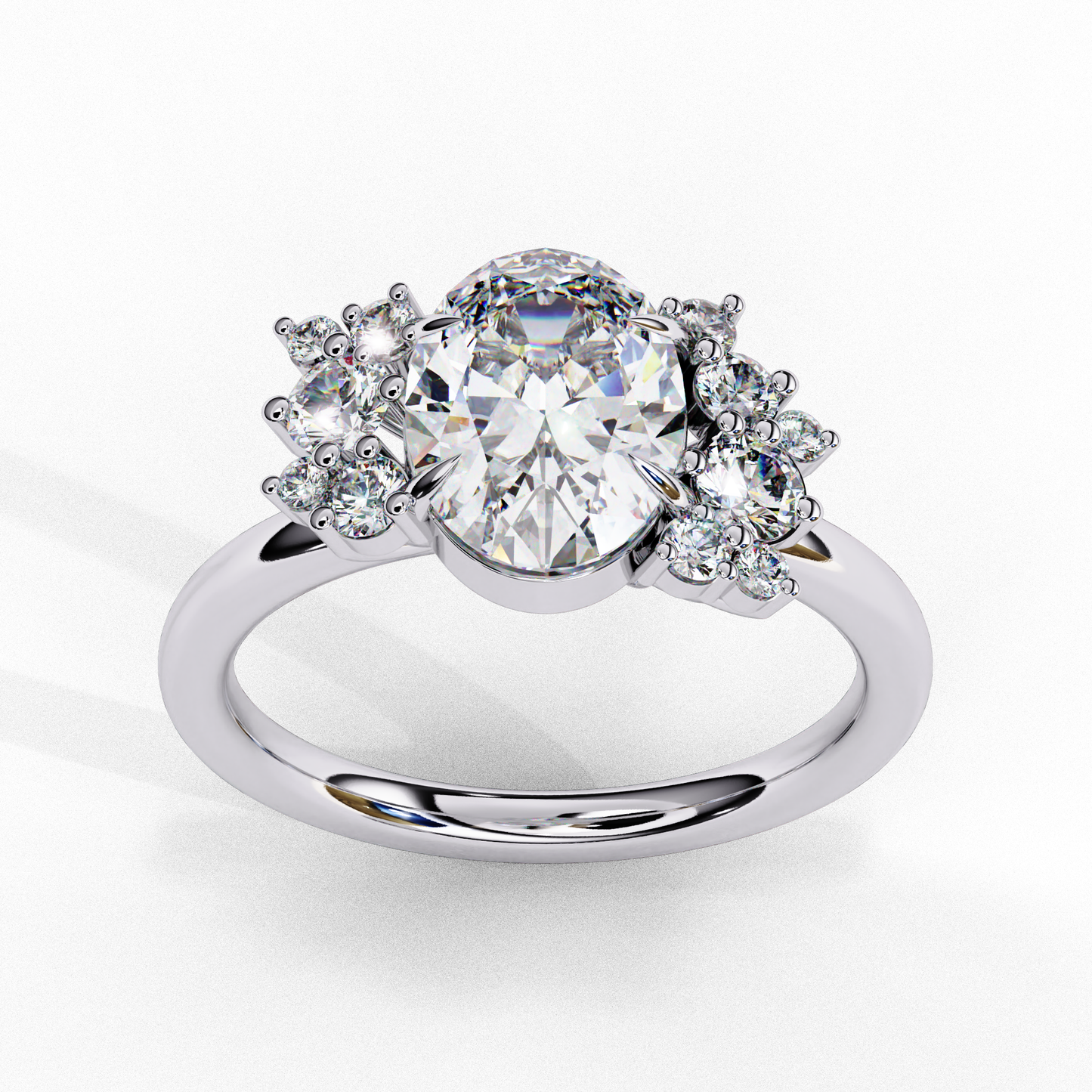 Vintage Art Deco 1.01 CT Oval Cut Engagement Ring, Oval Lab Grown Diamond Wedding Ring, Antique Oval Cluster Ring